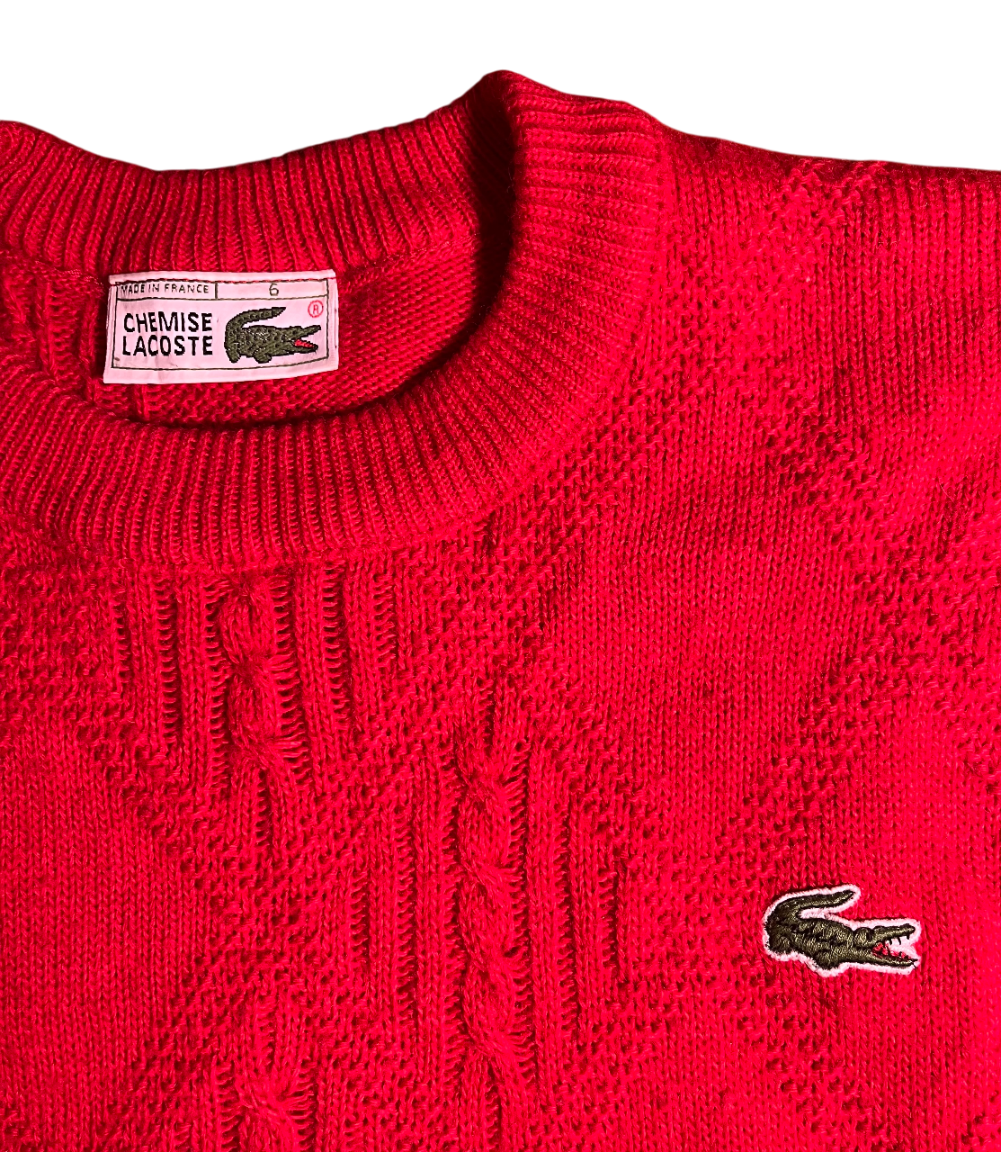 Roter Lacoste Vintage Knit Sweater