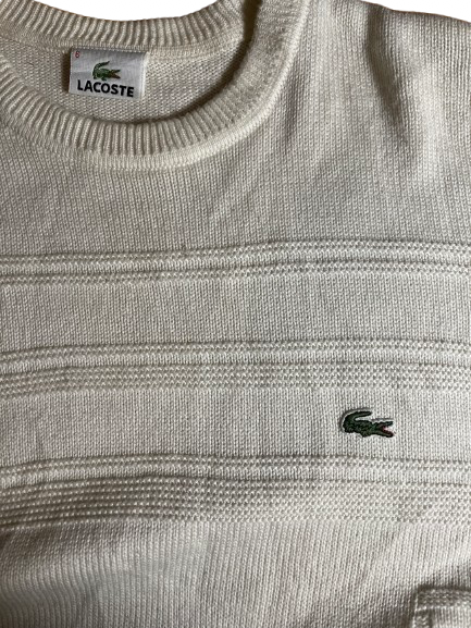 Weißer Lacoste Vinatge Pullover